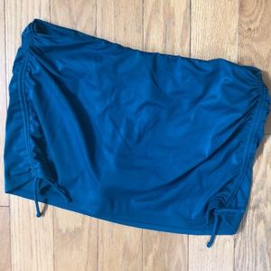 JCrew Teal Side-Tie Ruched Swim Skirt w/ Built in Bikini Bottom - Excellent